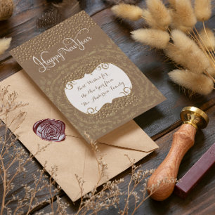 Invitación Feliz Año Nuevo Rústico Floral Garland