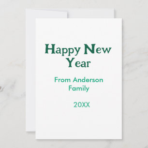 Invitación Feliz año nuevo verde agregar nombre de familia añ