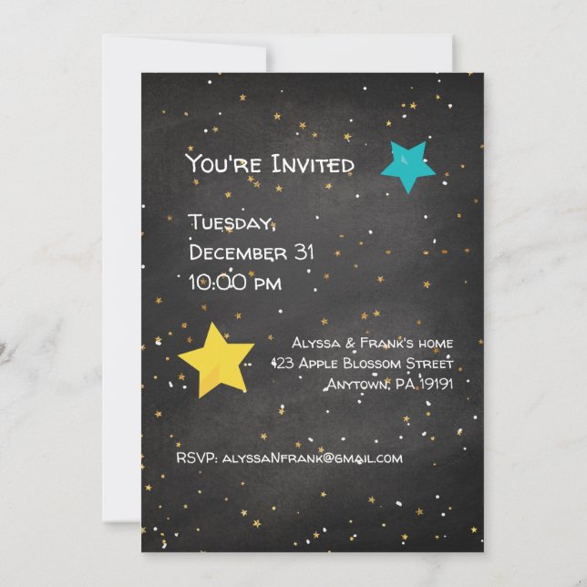 Invitación Feliz año Personalizado de celebración de Año Nuev (Reverso)