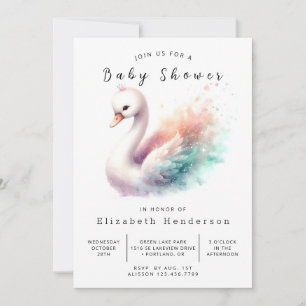 Invitación Feliz Baby Shower de Swan editable