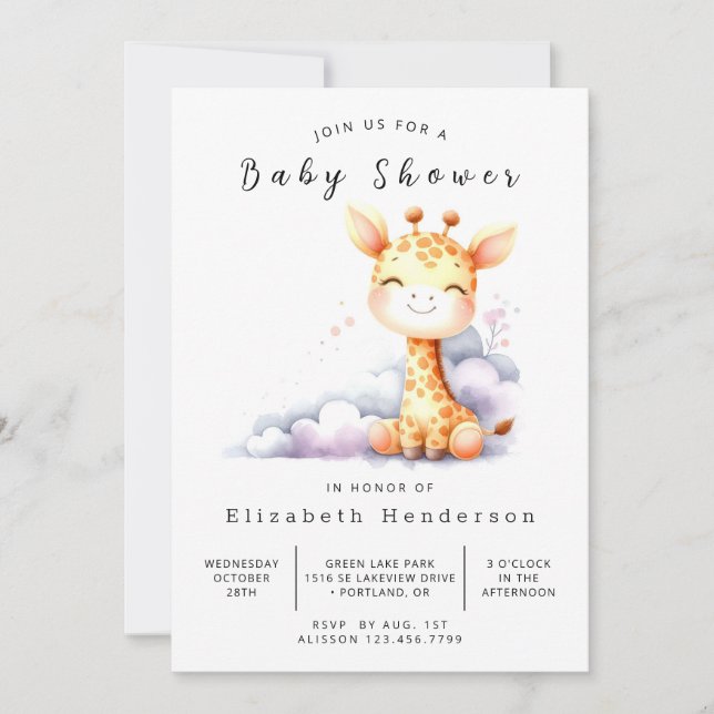 Invitación Feliz Baby Shower editable (Anverso)