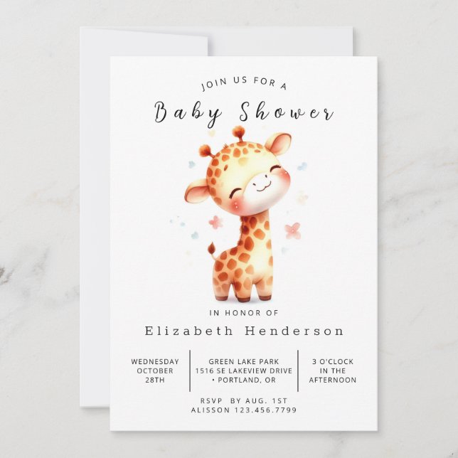 Invitación Feliz Baby Shower editable (Anverso)