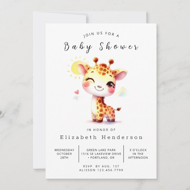 Invitación Feliz Baby Shower editable (Anverso)