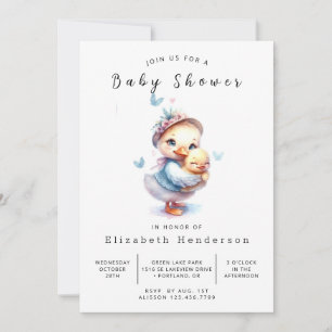 Invitación Feliz Baby Shower editable del pato