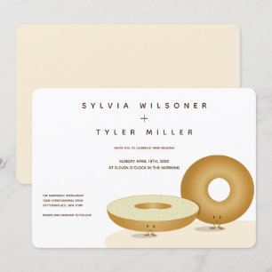 Invitación Feliz Bagels Boda White Cream Brown