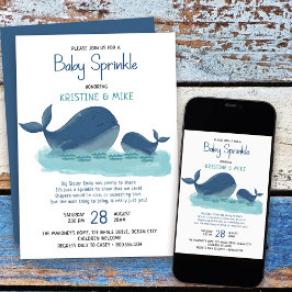Invitación Feliz Ballena Acuarela Niño Baby Sprinkle