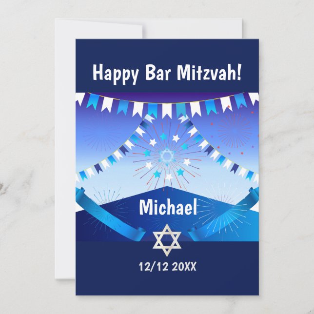 Invitación Feliz Bar Mitzvah 20XX (Anverso)