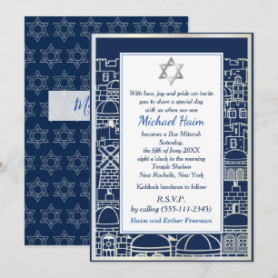 Invitación Feliz Bar Mitzvah 20XX Tefillin Elegante