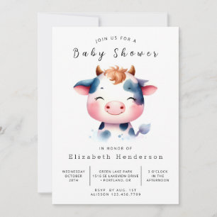 Invitación Feliz Barn Cow Baby Shower