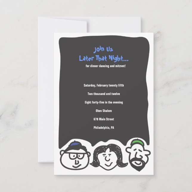 Invitación FELIZ Bat Mitzvah Invitation Fiesta Card (Anverso)