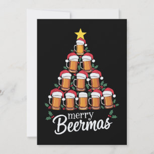 Invitación Feliz Beermas Taza de Cerveza Árbol de Navidad Gor