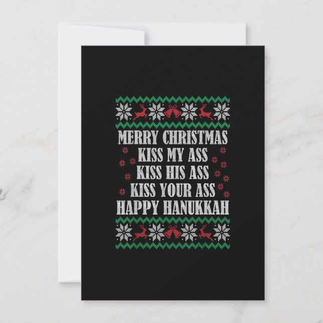 Invitación Feliz beso navideño a mis amigos feliz Hanukkah fe (Anverso)