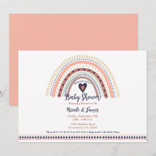 Invitación Feliz Boho Rainbow Modern Baby Shower