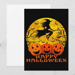 Invitación Feliz Bruja De Halloween En Broom