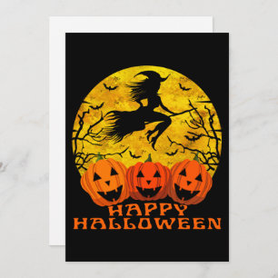 Invitación Feliz Bruja De Halloween En Broom