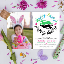 Feliz Brunch de Pascua Huevos Hunt Bunny Colorful