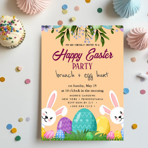 Invitación Feliz Brunch de Pascua y cacería de huevos