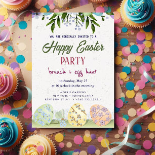 Invitación Feliz Brunch de Pascua y cacería de huevos