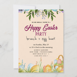 Invitación Feliz Brunch de Pascua y cacería de huevos
