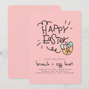Invitación Feliz Brunch de Pascua y caza de huevos