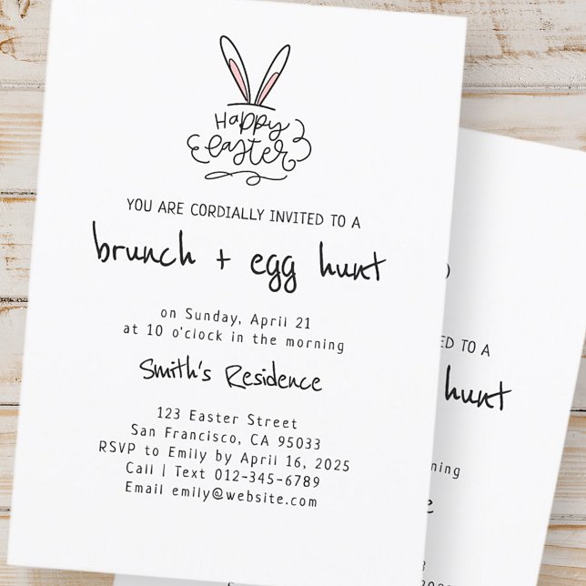 Invitación Feliz Brunch de Pascua y caza de huevos (Subido por el creador)