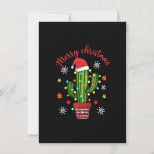 Invitación Feliz Cactus De Navidad Con Santa Hat Light Funny