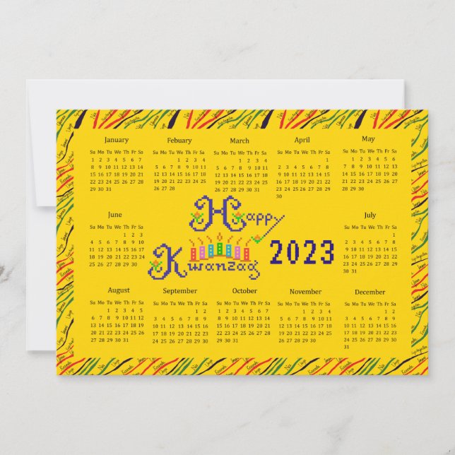 Invitación Feliz Calendario de mano de Kwanzaa (Anverso)