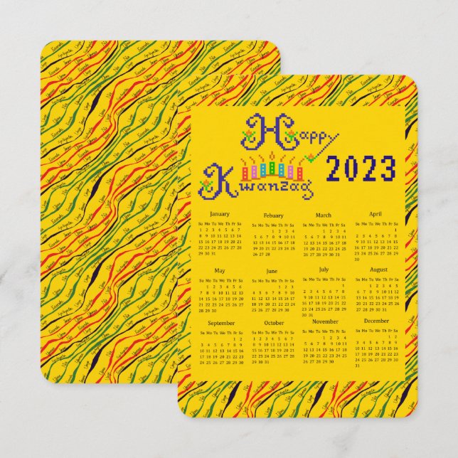 Invitación Feliz Calendario de mano de Kwanzaa (Anverso / Reverso)