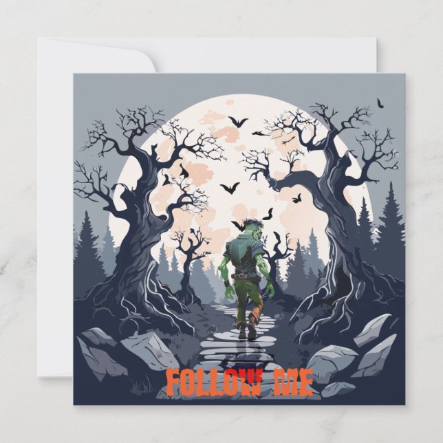 Invitación Feliz Camino De Halloween A Fiesta (Anverso)