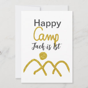 Invitación Feliz camping camper un cumpleaños niños sol de or
