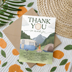 Invitación Feliz Campista de Camping Cumpleaños 1º Agradecimi
