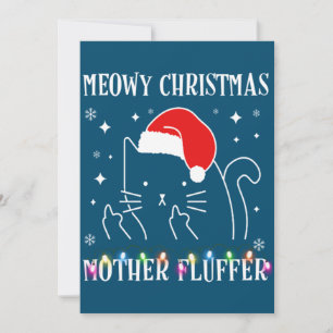 Invitación Feliz Catmas Madre Fluffer Gato Divertido Navidad