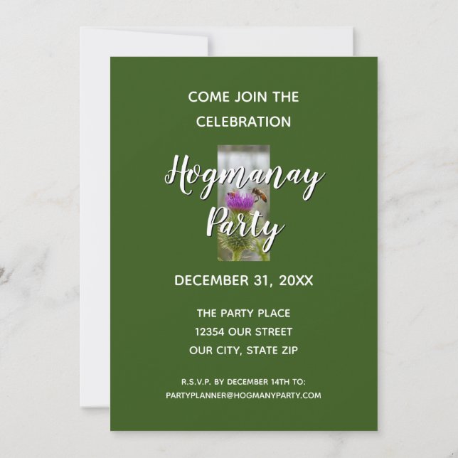Invitación Feliz celebración de Hogmanay Auld Lang Syne Thist (Reverso)