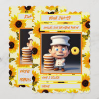 Feliz Chef de Donut 3D en Girasoles Amarillos, Cum