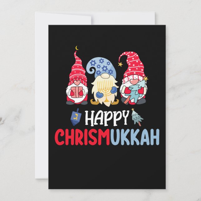 Invitación Feliz Chrismukkah Gnomes Hanukkah Feliz Navidad (Anverso)