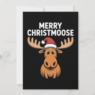 Invitación Feliz Christmoose Navidad Reno Gorra de Santa Navi
