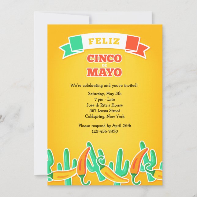 Invitación Feliz Cinco de Mayo (Anverso)