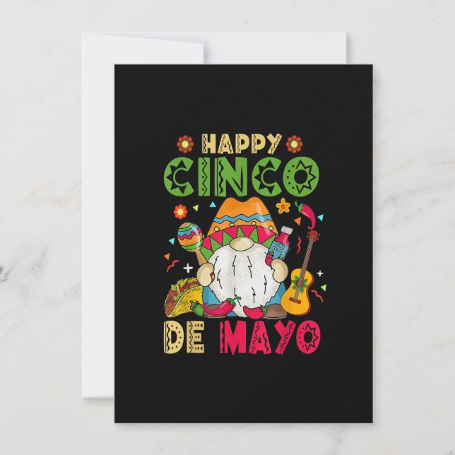 Invitación Feliz Cinco De Mayo La Gnoma Mexicana Cinco De May (Anverso)