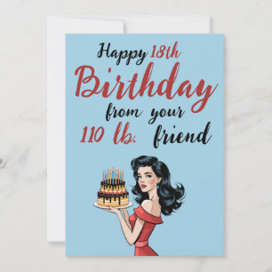 Invitación Feliz cumpleaños 18 desde tu amigo de 50 kilos div