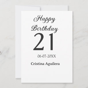 Invitación Feliz cumpleaños 21 letras negritas nombre simple