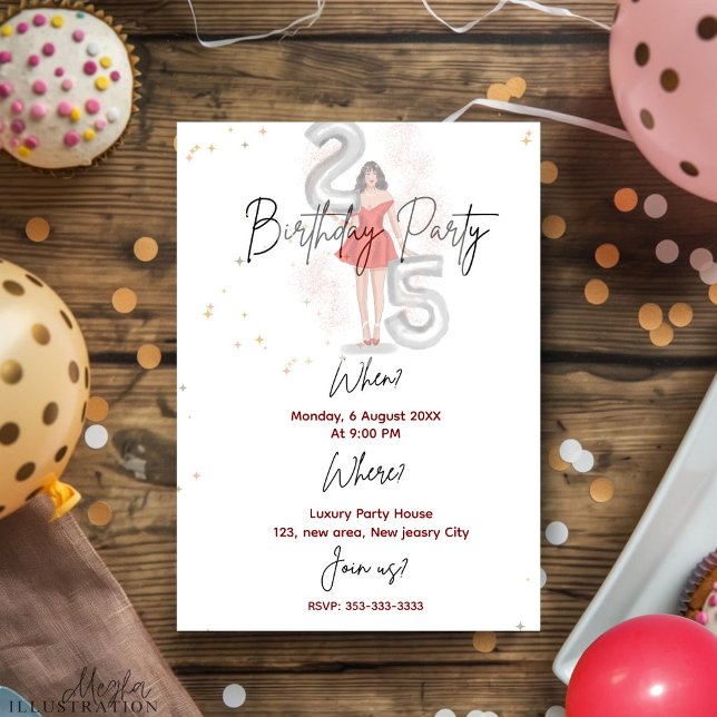 Invitación Feliz cumpleaños 25 (Subido por el creador)