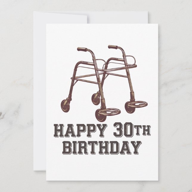 Invitación Feliz cumpleaños 30 divertidos bastones (Anverso)