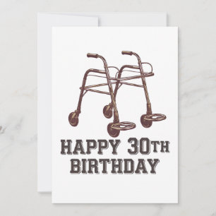 Invitación Feliz cumpleaños 30 divertidos bastones