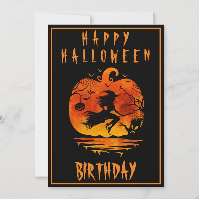 INVITACIÓN FELIZ CUMPLEAÑOS 40 HALLOWEEN FIESTA DE CELEBRACIÓ (Anverso)