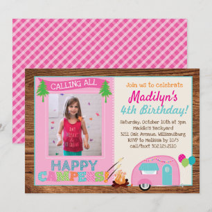 Invitación Feliz cumpleaños a la foto del Chica Camper