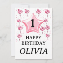 feliz cumpleaños a la primera niña globos rosados 