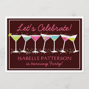 Invitación Feliz cumpleaños a Martinis Milestone