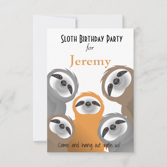 Invitación Feliz cumpleaños a Sloths (Anverso)