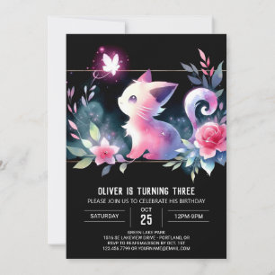 Invitación Feliz cumpleaños al gato moderno