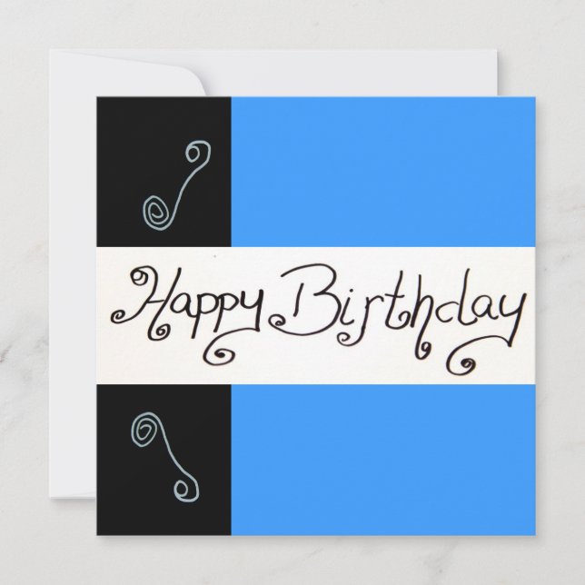 Invitación Feliz cumpleaños azul (Anverso)